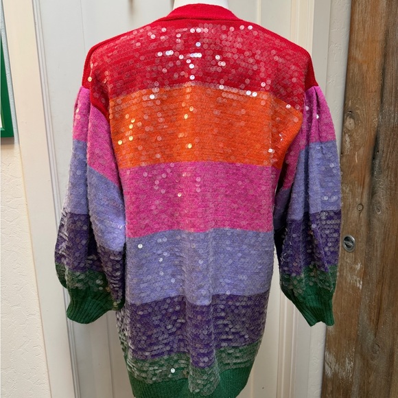 FARM Rio Colorblocked Sequin-Embroidered Cardigan—NWOT Size Small sold out - Picture 4 of 16